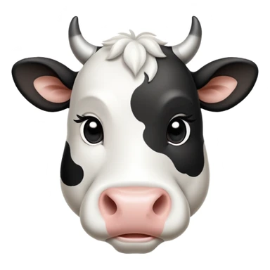 cinematic-noble-black-and-white-cow calf-portrait-emoji,-poised-and-regal,-with-a-large,-sturdy-build-and-a-beautifully-patterned-hide-of-rich-black-accented-by-crisp-white-patches,-deep-set-soulful-brown-eyes,-simplified-yet-sharp-and-sophisticated sticker