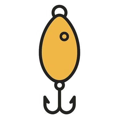 golden fish bait, minimal, gold color, simple shape sticker
