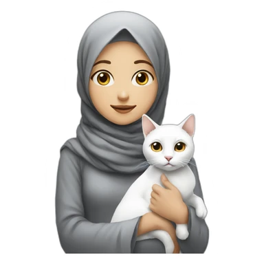 A girl in hijab with white cat sticker