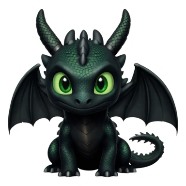 Dragon, toothless in how to train your dragon, black skin, and green eyes, cute  sticker