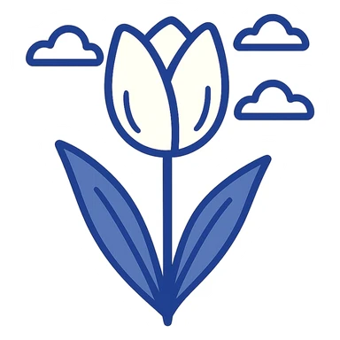 a single white tulip, minimal background, elegant and simple sticker