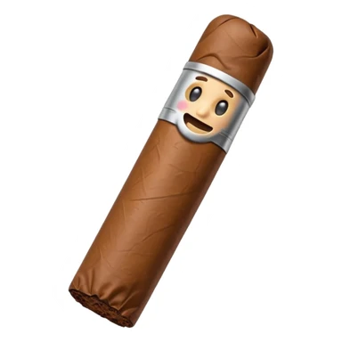 Emoji-style cigar icon, dark brown wrapper, subtle smoke, minimalistic, clean silhouette sticker
