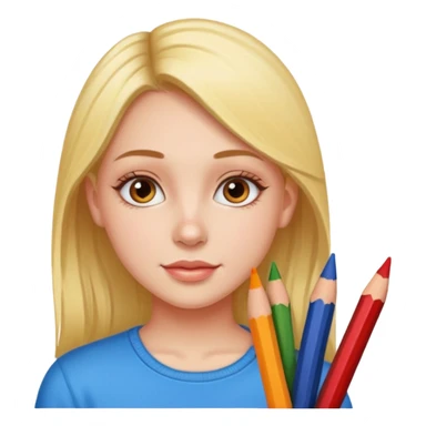 Girl coloring with pencils sticker