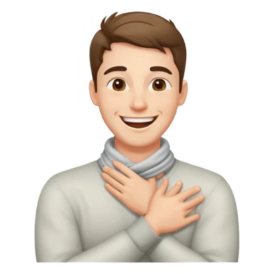 Guy hands crossed around neck laughing face sticker