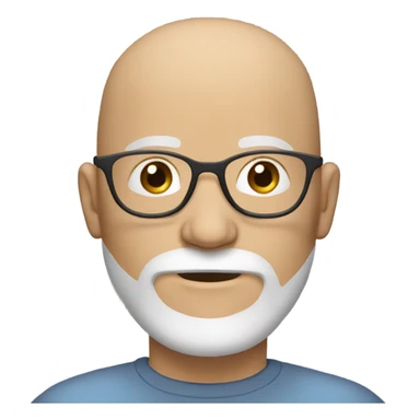 White male with glasses, bald, with a long white and gray beard sticker
