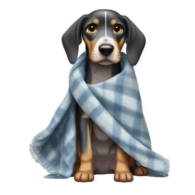 Miniature bluetick hound with a blanket sticker