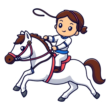 girl riding a horse holding a whip sticker