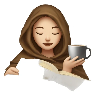 White Girl relaxed reading a book under a blanket with coffee in her hands sticker