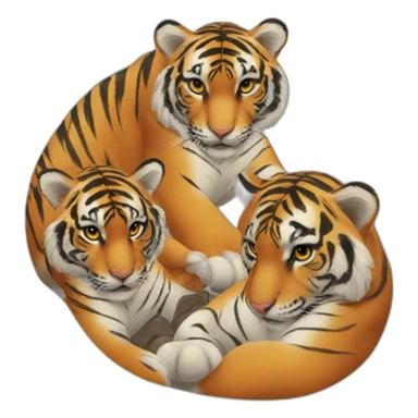 3 tigers cuddeling sticker
