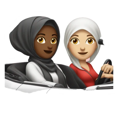 Two Muslim white woman in a red convertible car sticker