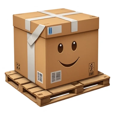 a shipping box on a shipping pallet sticker