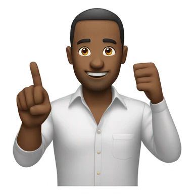 A man pointing at two objects sticker