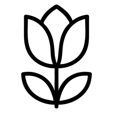 minimal outlined icon of a flower blooming, no fill, black lines sticker