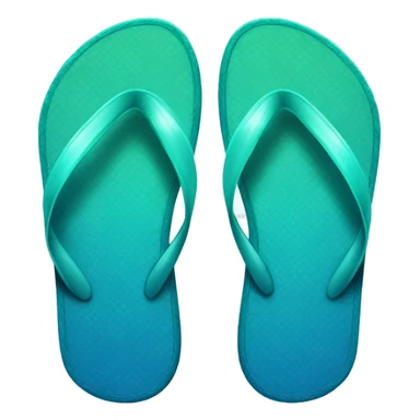 Realistic dark turquoise gradient pair of summer flip flops isolated. sticker