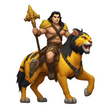 diablo 4 black-haired male barbarian on yellow tiger mount sticker