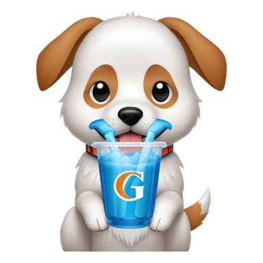 Dog drinking slushy and slushy says on label “Gatorade” sticker
