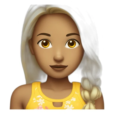 Girl with yellow skin in beach clothing sticker