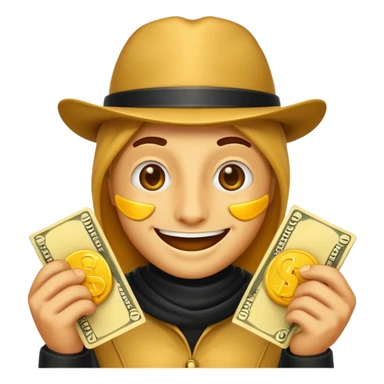 robber emoji with money cheese sticker