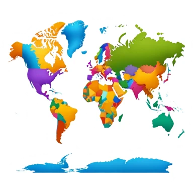 Colorful world map with continents sticker