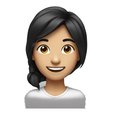 smiling girl with black hair smaller nose sticker