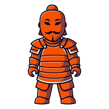 Terracotta warrior with detailed armor and stoic expression, ancient Chinese clay soldier sticker