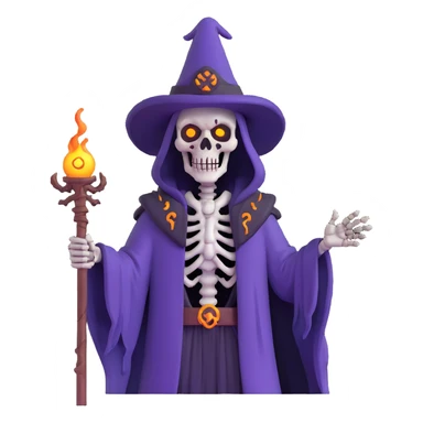 undead skeleton lich wizard with glowing eyes sticker