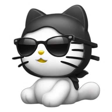 Black and white hello kitty with dark sunglasses on sticker