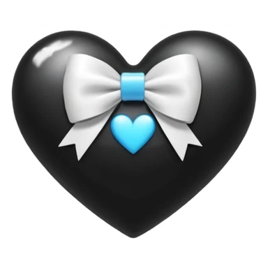 Emoji cuore nero con fiocco difianco bianco  sticker
