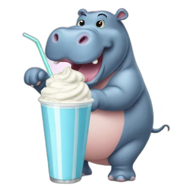 hippo drinking milkshakes  sticker