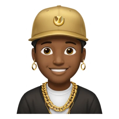 black guy with golden chains earpiercins and a snapback cap sticker