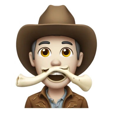 Cowboy with bone in his mouth sticker