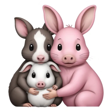 Home of rat, pig, cow, rabbit hugs sticker