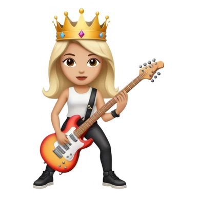 a rock and roll queen, female musician with crown, electric guitar, rock star attitude sticker