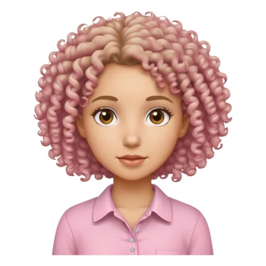 curly haired girl with a light pink shirt sticker
