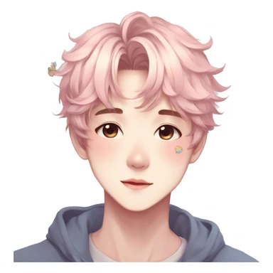 Gorgeous pastel anime style boy with blushing face and butterflies aesthetic trending style sticker
