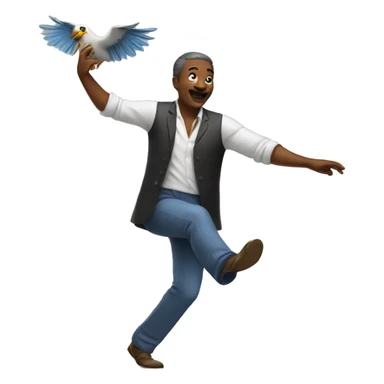 Man dancing with bird  sticker