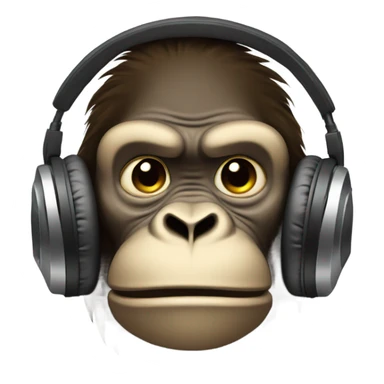 gaming ape with headphones on with a wright above it that sa sticker