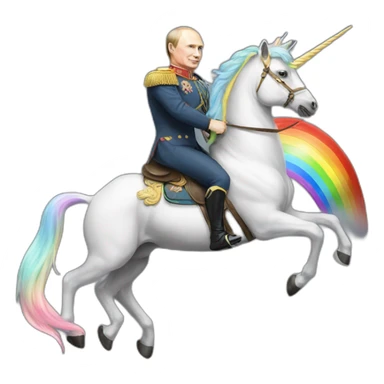 Putin rides rainbow unicorn sticker