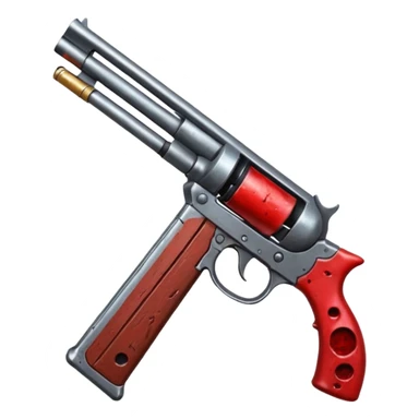  a bloody shotgun pointed out to shoot from the cameras perspective. In the style of your bloody skull art work. Overhead as if you were the person holding the shotgun sticker