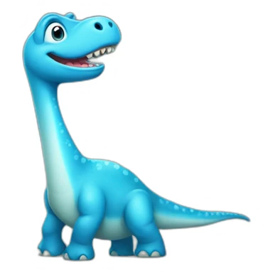 Cute blue brontosaurus that is smiling and has a little tooth gap sticker
