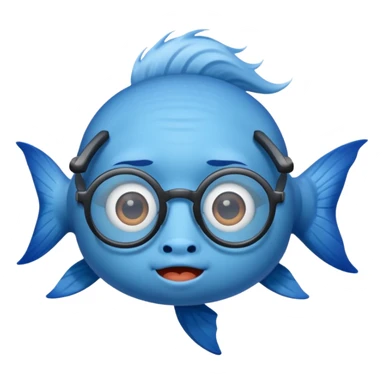glassess wearing fish with hair sticker