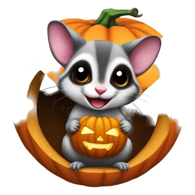 sugar glider inside a jack-o-lantern sticker