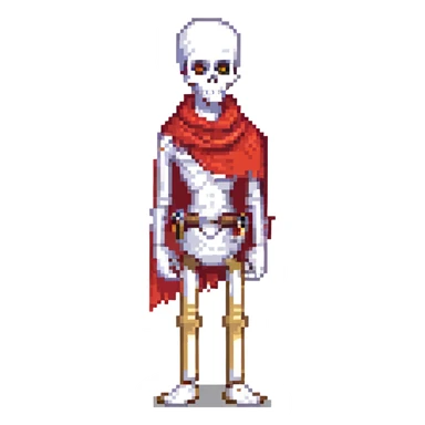 pixel art of Undertale Papyrus character, tall and lanky, red scarf, heroic pose sticker