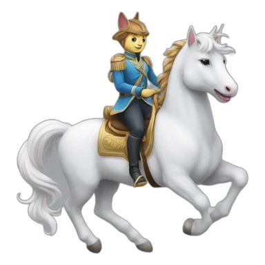 Un chat sur une licorne sticker