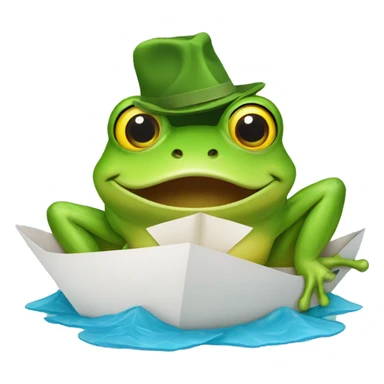 Frog with a paper boat for hat sticker