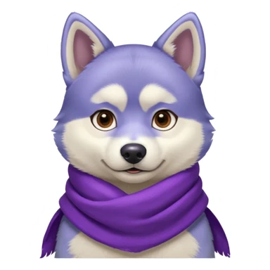 a husky with a purple scarf , a blue shirt, sticker