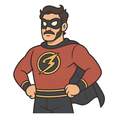 Minnal Murali with his mask and costume, cartoon style sticker