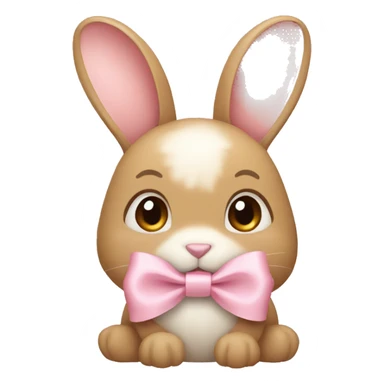 tan bunny with light pink bow sticker