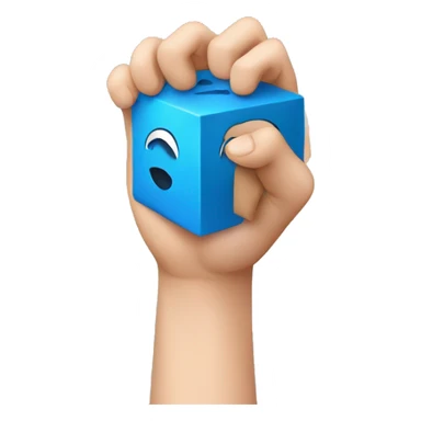 a hand touching a cube sticker