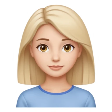 Clean girl influencer emoji-style character, head and shoulders portrait (chest-up crop), minimal makeup, natural glow skin, soft confident smile, sleek hair, neutral pastel outfit sticker